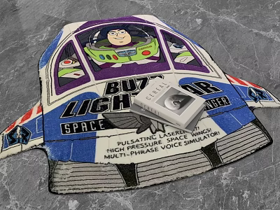 Buzz Lightyear Spaceship Shaped Rug With Cartoon Character And Colorful Design 3d model