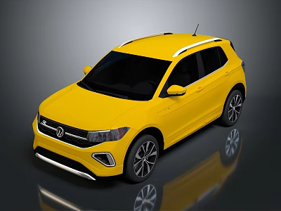 Yellow Modern SUV With Roof Rails Black Windows And Alloy Wheels 3d model
