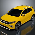 Yellow Modern SUV With Roof Rails Black Windows And Alloy Wheels