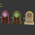 Three Classic Table Clocks Featuring Wooden Metal Bases And Decorative Details