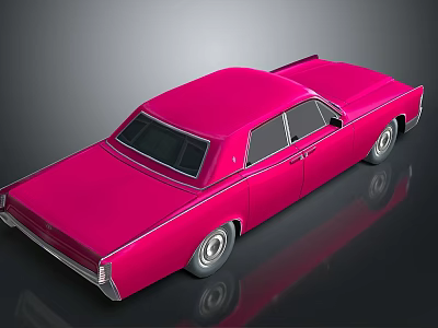 Classic Pink Sedan Car With Shiny Body And Rear Side View 3d model