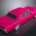 Classic Pink Sedan Car With Shiny Body And Rear Side View