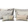 Decorative Throw Pillows With Geometric Striped And Circular Patterns In Neutral Tones