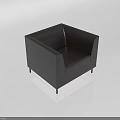 Stylish Modern Black Single Sofa With Square Design And Metal Legs 3d model