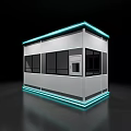 Modern Space Capsule With White Exterior Blue Accent Lighting And Sleek Design