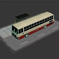 Red And White Bus At Urban Bus Stop With Shelter And Platform