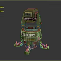 UNSC Green Mechanical Military Weapon with Base and Support Legs Structure 3d model