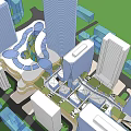 Modern Mixed Use Commercial Complex Featuring Tall Buildings And Urban Architecture