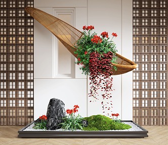 Modern indoor landscape landscaping plant art installation 3d model