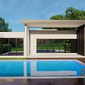 Modern single-family villa Simple architecture villa 3d model