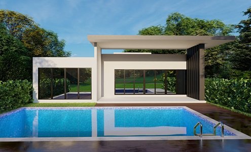 Modern single-family villa Simple architecture villa 3d model