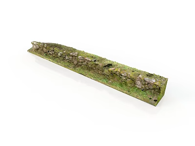 Rustic Wood and Stone Decorative Slab with Natural Green Mossy Surface 3d model