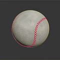 High Quality Everyday Use White Baseball With Red Stitching On Gray Background Surface 3d model