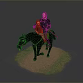 Man Riding Black Horse With Child On Grass And Dirt Ground