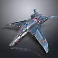 Detailed Sci-Fi Starship Model With Metallic Structure And Red Accents 3d model