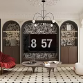 Modern Stylish Living Dining Room Interior Design With Red Chair White Sofa And Decorative Niches