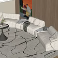 Modern Multiplayer Sofa Curved Sofa Hanging Picture 3d model