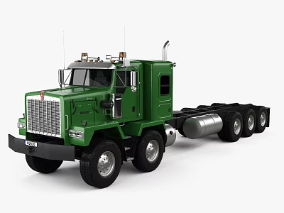 Green Heavy Duty Utility Vehicle With Front Grille Multiple Wheels And Cab Design 3d model