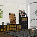 Modern Chinese Style Middle Ancient Style Low Cabinet Decorative Cabinet Combination 3d model