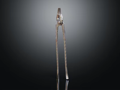 Metal Hardware Tool Long Handle Cutting Pliers With Textured Surface And Black Background Reflection 3d model