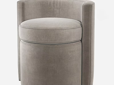 Gray Velvet Leisure Chair With Curved Armrests And Cylindrical Seat Design 3d model