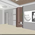 Modern Mall Shop Corridor With Wooden Ceiling Large Windows And Glass Display Cases
