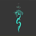 Fantasy Sword With Blue Glowing Dragon Pattern And Decorative Top Design