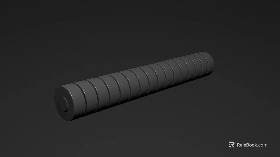 Black Background Wall With Gray Cylindrical Object And Circular Grooves Design 3d model 