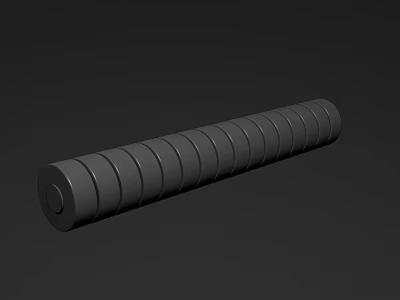 Black Background Wall With Gray Cylindrical Object And Circular Grooves Design 3d model
