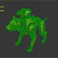 Detailed Yellow Mechanical Dog With Red Eyes And Robotic Components