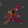 Red Industrial Mechanical Equipment With Robotic Arm And Wheeled Support Structure 3d model