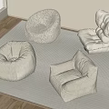 Modern Lazy Sofa Fabric Lazy Sofa Fluffy Lazy Sofa 3d model