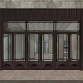 Elegant Exterior Copper Double Doors With Glass Panels And Stone Wall Facade