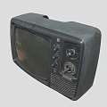 Vintage Black CRT Television With Classic Knobs Buttons And Old Scratchy Screen 3d model