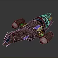 Futuristic Cosmic Spaceship Design for Interstellar Travel with Metallic Engines and Blue Windows