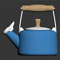 Stylish Blue Household Electric Kettle With Wooden Handle And Stainless Steel Spout Lid
