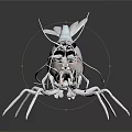 White Shrimp With Red Section Long Antennae And Legs On Black Background
