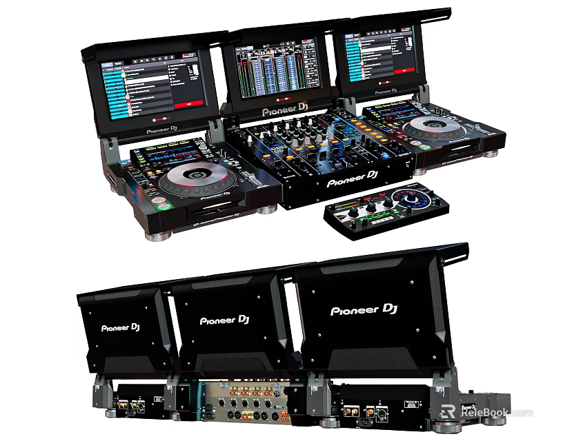 Pioneer DJ Professional Sound System With Multiple Screens And Control Panels 3d model 