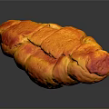 Golden Orange And Red Croissant With Shiny Crust On Dark Background