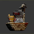 Traditional Chinese Style Decorative Furniture Featuring Stone Mill Bucket Fortune Character And Basket Base