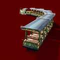 Decorative Vintage Style Train With Green Red Black Color And Illuminated Carriages Lights