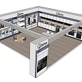 Modern Shopping Mall Retail Counter Design With Display Shelves And Cashier Area