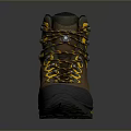 High Top Brown Yellow Black Hiking Boots With Laces And Durable Outdoor Sole