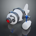 White And Gray Space Probe With Red Sensor And Blue Mechanical Structure 3d model