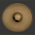 Traditional Straw Hat With Wide Brim Round Crown And Orange Band