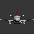 Passenger Plane 3D Model With White Body Red Tail Open Door And Boarding Stairs