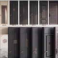 Hinged Doors With Various Designs Decorative Patterns And Multiple Colors 3d model