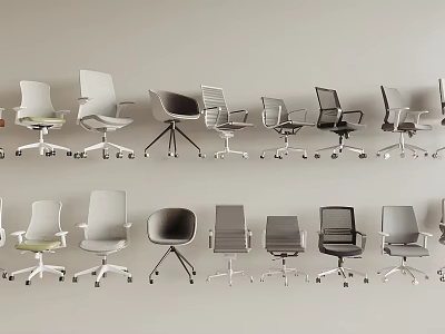 Multiple Office Chairs In Various Modern Designs And Colors For Workspace 3d model