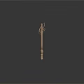 Wooden Weapon with Long Handle Circular Top Adorned with Decorative Spikes in Classic Craftsmanship