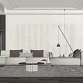 Quiet sofa tea table combination 3d model